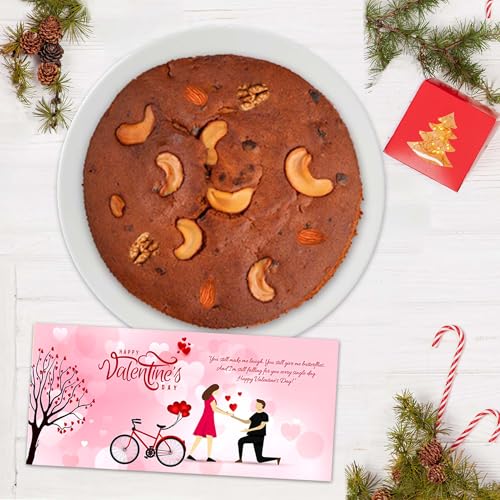 Image of WINNI - Deluxe Mix Nuts Plum Cake + Gift Card Combo Pack | Handmade Eggless Plum Cake With Rich Dry Fruits & Nuts Gift For Birthday, Anniversary, Valentine's Day, Mother's Day, Wife, Husband, Girlfriend, Boyfriend, Kids, Girls, Boys | Ideal Gift Option | Return Gift Box