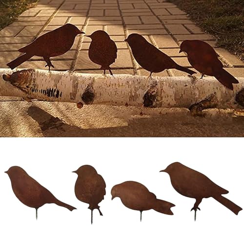通用 YGDE-2710-V04H Edelrost Metall Vogel Gartenstecker mit...