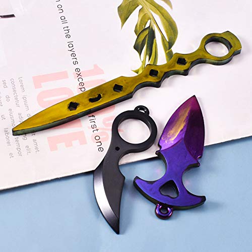 2 PCS Self Defence Resin Silicone Molds, Brass Knuckles Keychain Casting Molds with 10 Key Rings for DIY Crafts, Handmade Gifts