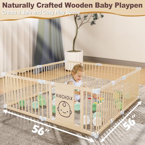 Image of Baby Playpen for Toddler and Babies Foldable Wooden Baby Gate Large Shape & Size Adjustable Fence Play Ar