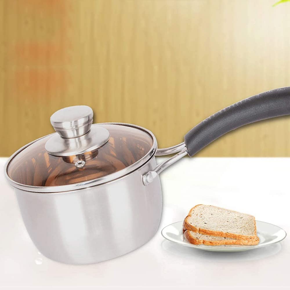 Stielkasserolle, antihaftbeschichtet, dick, Edelstahl, Kochgeschirr, Milchtopf mit Griff, Mini-Nudeltopf, 16 cm