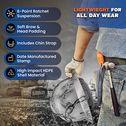 Acerpal Full Brim Vented Hard Hat Construction Osha Hardhats, Men Women Safety Helmet Approved, 6 Point Suspension, Custom Classic Metal Chain Design, Cascos De Construccion… #TOP2