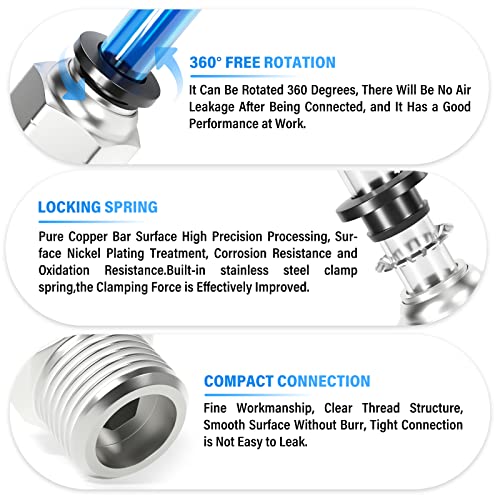 Image of TAILONZ 1 /2 inch Tube OD x 3 /8 inch NPT Male Straight Push to Connect Fitting 2pcs | Copper&Plastic,for PU /PA /PE /PVC Tubes,Pneumatic Systems,Air Lines,Factories,Workshops,Industrial,Automation,Repair,Machinery