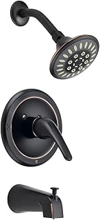 Designers Impressions 651687 Oil Rubbed Bronze Tub Shower Combo Faucet - Single Handle Mixer Design - Multi-Setting Shower Head