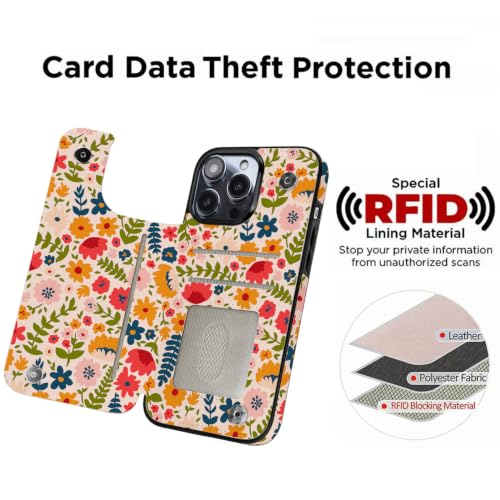 Image of uCOLOR for iPhone 12 /12 Pro Wallet Case Flip (Colorful Wild Flowers)