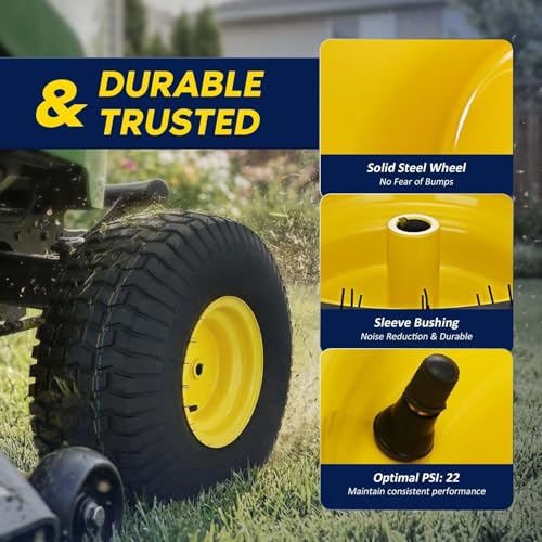BDELI 2-Pack 20" x 8.00-8" Rear Tire & Wheel Assemblies | 4-Ply Tubeless Direct Replacement for Riding Lawn Mowers | Specs: 3/4" Borehole, 3.5" Offset Hub, 3/16" Keyway by BDELI - Image 4