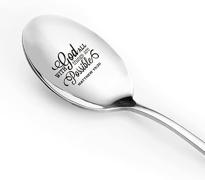with God all Things are Possible Engraved Stainless Steel for Women Men - Cute Christian Gift for Him Her Friends Coffee Tea Lover - Religious Gifts for Birthday/Valentine/Christmas