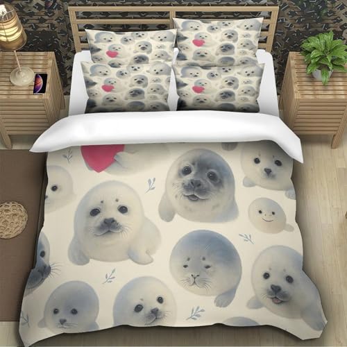 Parure de lit phoque mignon 3D, le cadeau idéal en microfibre douce pour lit garçon
