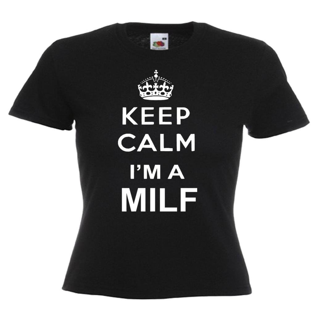 Keep Calm Milf Yummy Mummy Mum Womens Lady Fit T Shirt Medium Black