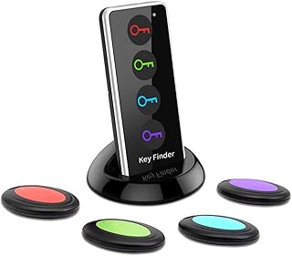 Key Finder Wireless Bluetooth Tracker - Locator Tags Key RF Locator Item Anti-Lost Tag Alarm Reminder, 1 RF Transmitter 4 Receivers, Remote Control for Finding Pet, Wallet and Keys