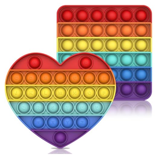 Yefun Push Bubble - Juguete sensorial para aliviar el estrés (arco iris cuadrado y corazón)
