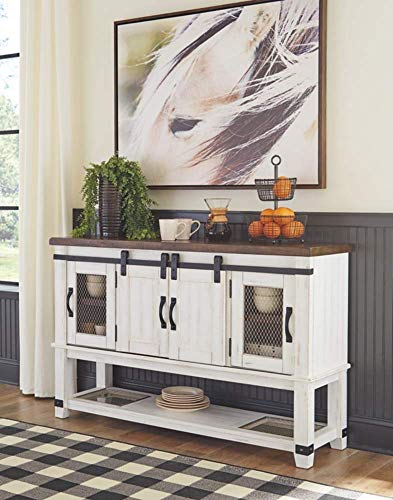 Signature Design By Ashley Valebeck Farmhouse -Dining Room Server Or Buffet, White & Brown #TOP2
