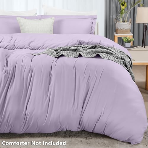 Utopia Bedding Duvet Cover King Size - 3 Piece with Zipper Closure - 1 Comforter Cover 104X90 Inches & 2 Pillow Shams 20X36 Inches (Lavender) Comforter Not Included