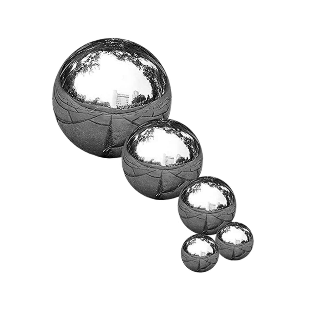 GALPADA Hollow Ball Decor 5pcs Stainless Steel Balls Mirror Polishing Garden Decorations for Outdoor