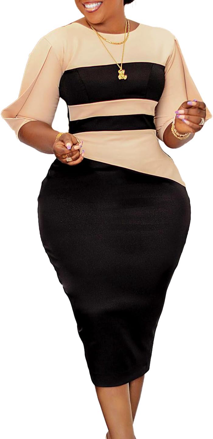 Work Dress for Women Elegance Church Dresses Midi Bodycon Pencil Dress Teacher Office Business and Casual Outfits