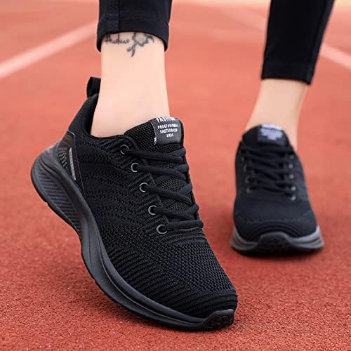 USYFAKGH Womens Slip On Shoes Womens Slip On Sneakers Walking Shoes for Women Fashion Women Outdoor Mesh Lace-Up Sports Shoes Runing Breathable Shoes Sneakers Black Wide 9 | Image 4