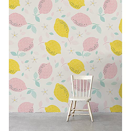 Papier peint auto-adhésive citrons fleurs 360x250 cm mural Magic-Stick