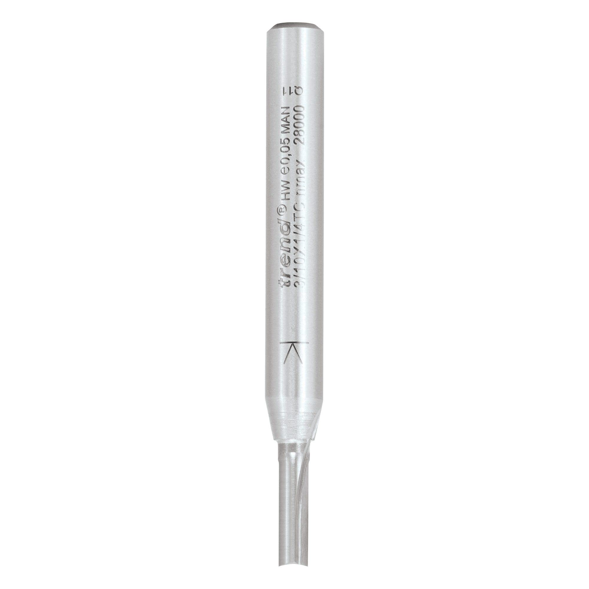 Trend Frez prosty 2 ostrza 1/4" trzpień 3,2x11mm TCT | Precyzyjny frez prosty 2-ostrzowy do rowków w drewnie, końcówki TCT z węglika: 3,2x11 mm, trzpień 1/4"
