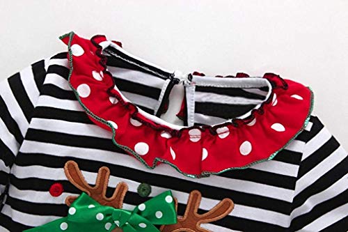 Noubeau Christmas Outfit Toddler Infant Baby Girls Ruffle Top Clothes Set Deer Print Shirt Dress Pants Set3