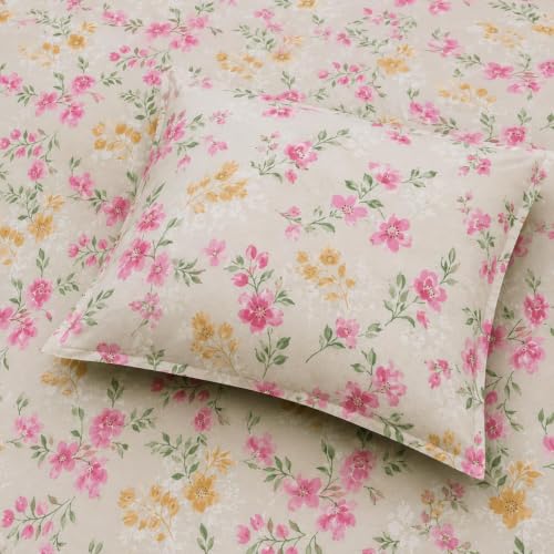 Image of 400TC Cotton Feel Glace Cotton Elastic Fitted Bedsheet Queen Size || Includes 1 Double Bed Elastic Bedsheet Queen Size with 2 Pillow Covers (60 inch x 78 inch Inches, Rosabelle)