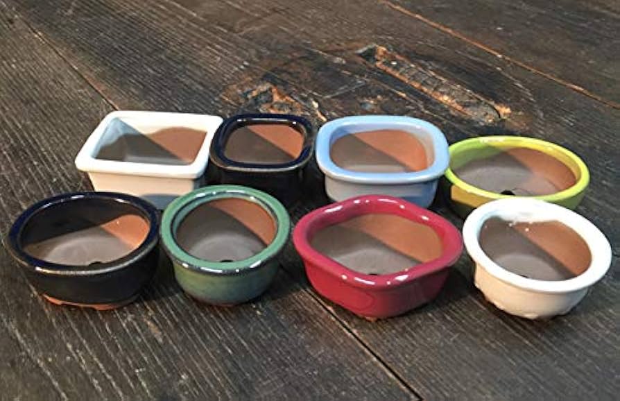 盆栽鉢 松皮盆栽鉢手作り盆栽鉢希少植木鉢山野草鉢3つ