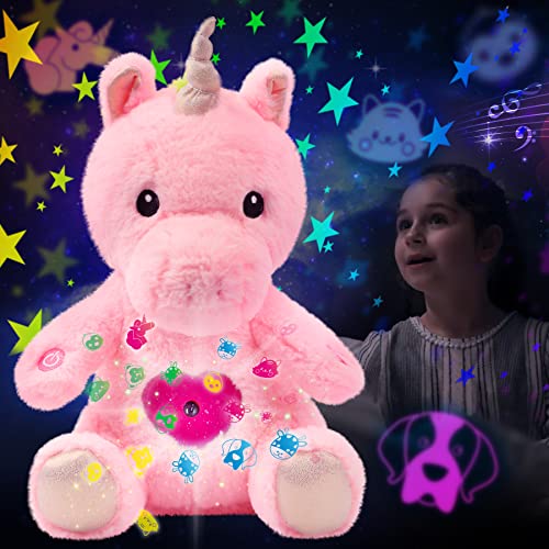 Cuteoy Musical Unicorn Star Projector Plush Night Light Stuffed Animals Musical Soother Toys For Kids Lullabies Adjustable Volume Gifts On Birthday Christmas #TOP9