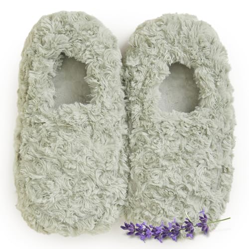 Image of warmies Microwaveable House Slippers for Women - Plush, Soft & Fuzzy Indoor Slippers with Backs & Non-Slip Memory Foam Soles - Cozy Warm Ladies Slipper