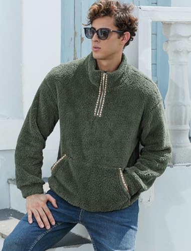 Image of ZAFUL Men 1 /4 Zipper Sweatshirt Ethnic Aztec Printed Kangaroo Pocket Fall Winter Pullovers Jacket Unisex Hoodie Tops