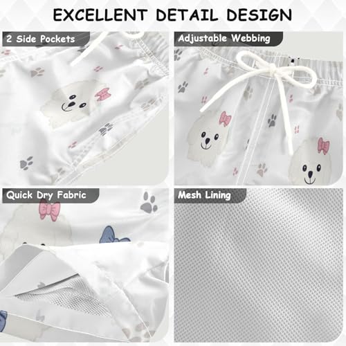 Cute Bichon Frise Dogs Boys Swim Trunks Toddler Beach Board Shorts Quick Dry Kids Swimwear Bathing Suits 3T2