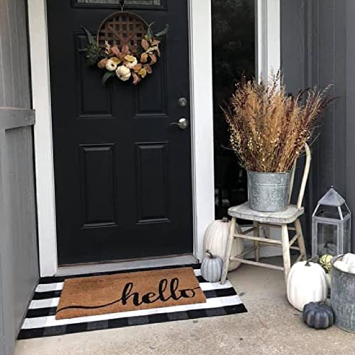 Lili Rey 28"X44" Premium Black And White Checkered Rug, Buffalo Plaid Outdoor Rug, Front Porch Rugs, Buffalo Check Rug Outdoor, Plaid Door Mat #TOP4