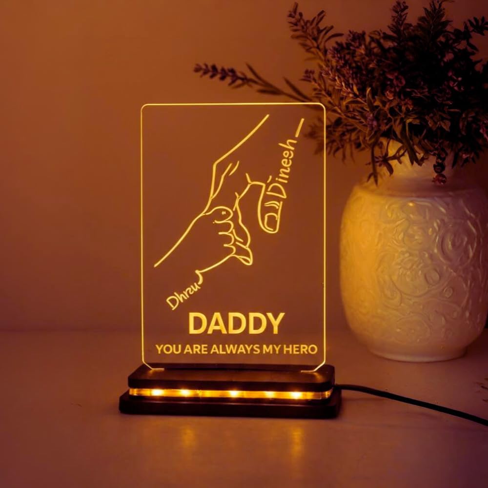 ILOOK DECORS Father's Day Gift | Wings of Light Customized Engraved Lamp for Papa, Dadaji | Personalized Fathers Day Gift for Dad, Grandpa | Unique Light-Up Keepsake Gift for Father-image-1