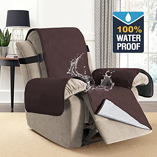 H.versailtex 100% Waterproof Recliner Chair Covers Washable Reclining Chair Covers Non Slip Recliner Slipcovers Seat Width Up To 30" Furniture Protectors For Pets (Oversized Recliner, Brown) #TOP1