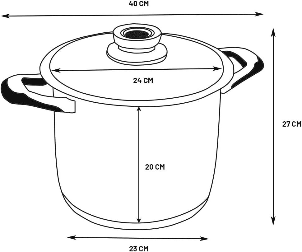 2001-24 Cooking Pot 18/10 Stainless Steel + Bakelite (Handles and Thermometer), Chrome, 24 cm
