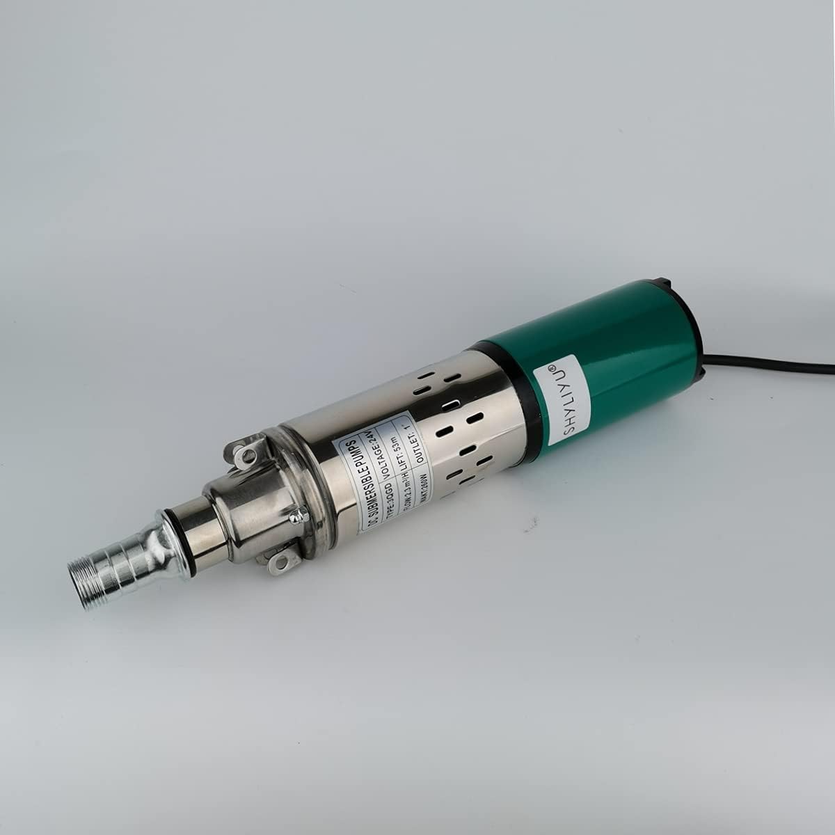 Solar Submersible Well Pump DC 24V 260W Deep Well 3" Tube Stainless Steel Screw 2300L/H 1" Outlet High Lift 53M for Irrigation Agricultural Garden Home