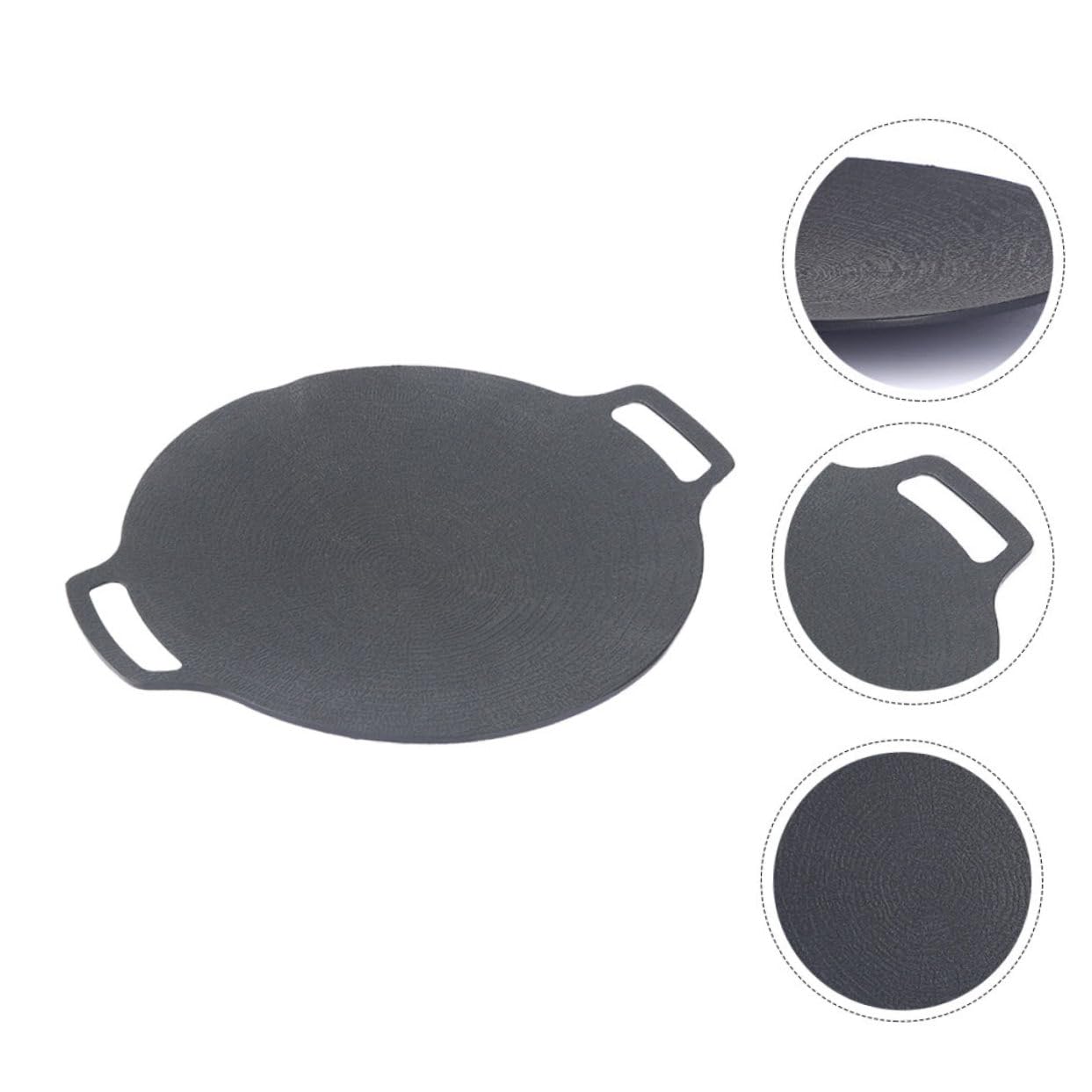 Garneck Piastra Grill Antiaderente da Barbecue, Vassoio Rotondo Nero