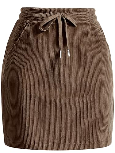 Casly Lamiit Womens Mini Skirt Winter Corduroy High Waisted Fashion Lounge Drawstring Dressy Casual...