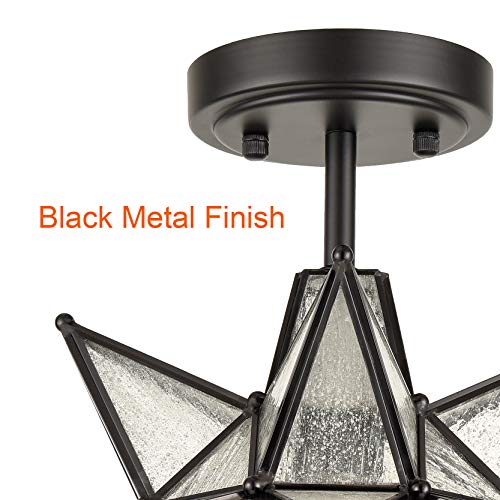 Image of HYDELITE Moravian Star Semi Flush Mount Ceiling Light with Seeded Glass