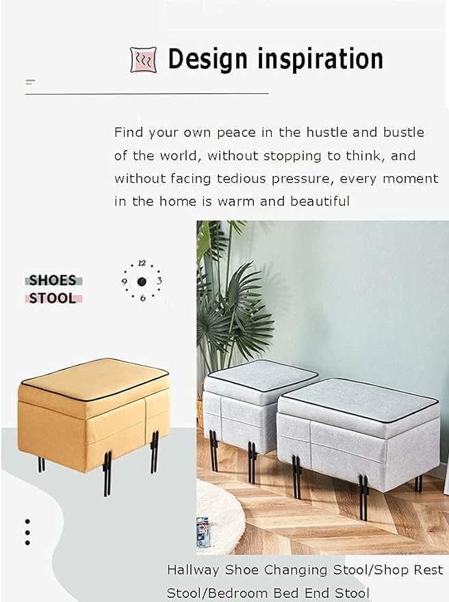 Tabouret de canapé en tissu technique grand format rose avec coffre intégré - 5