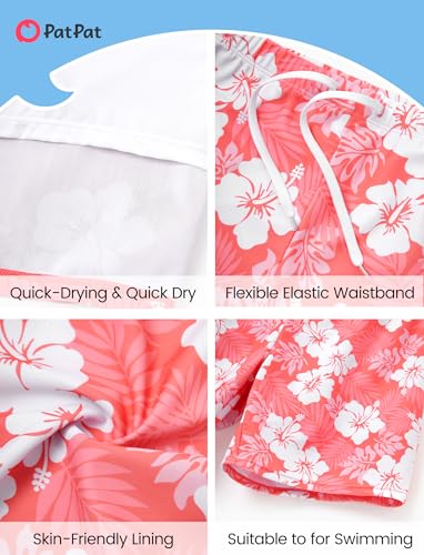 Image of PATPAT Family Matching Swimsuits Two Piece Hawaiian Tropical Beach Bikini and Swim Trunks Set Mommy and Me Bathing Suits