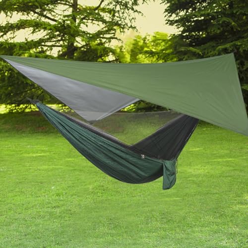Image of Azarxis Hammock Camping Tarp Rain Fly, Waterproof Tent Footprint Shelter Canopy Sunshade Cloth Picnic Mat for Outdoor Awning Hiking Beach Backpacking - Included Guy Lines & Stakes