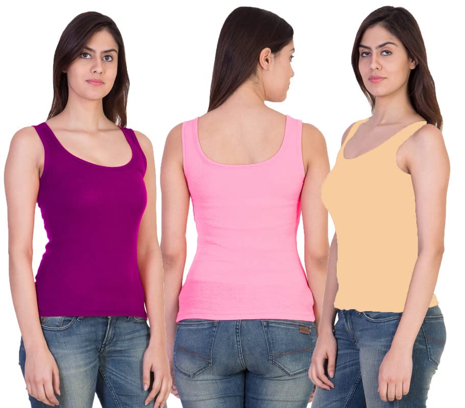 Image of Pack of 3 Premium Tank Top Vest Top Camisole Sando Spaghetti Inner Wear Camis for Women,Girls