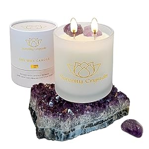 Serenity Crystals Candle Infused with Crystals (Amethyst/Sea Salt & Sage)