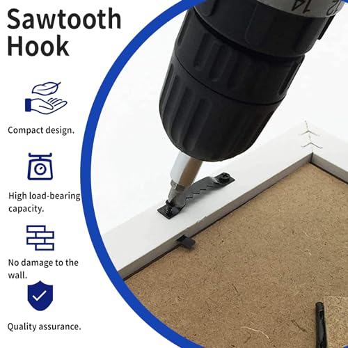 Image of 150Pcs Sawtooth Picture Hangers Heavy Duty, 3 Colors Frame Hangers Canvas Hanger Hooks, Saw Toothed Picture Hanging Hardware Kit for Wall Painting Photo Artwork