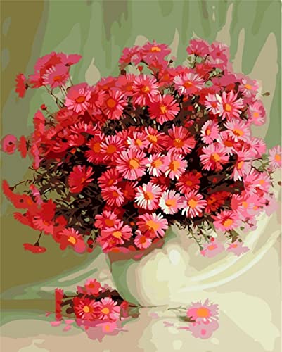Kit d'art diamant marguerite rouge pour une décoration de salon fleurie