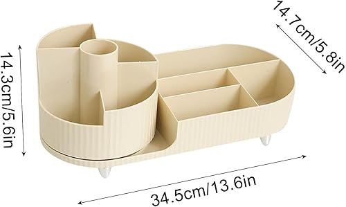 Miniatura 2 de Elegante organizador de maquillaje giratorio 360 con 6 compartimentos, color rosa