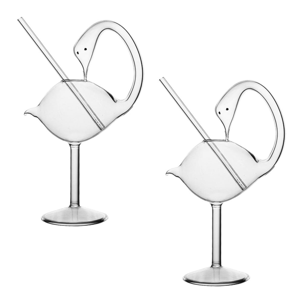 Cabilock 2 piezas Vasos de Cóctel Forma de Cisne Diseño Copa Delicada para Whisky y Fiesta Casa Bar Elegante Resistente Transparente