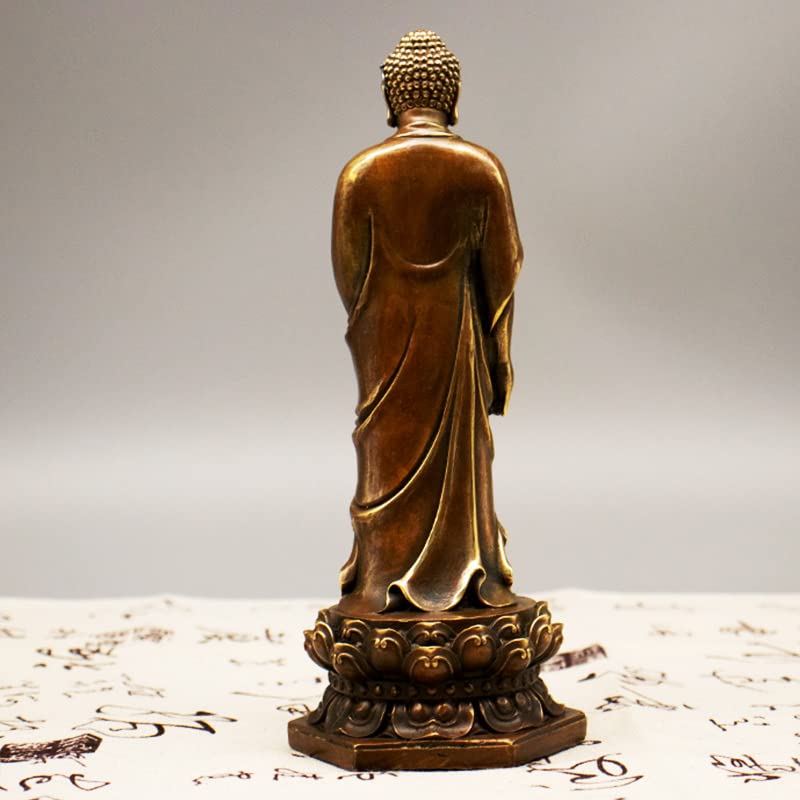 Latón Estatua de Buda de Interior Buda Decoración, Copper Standing Shakyamuni Buddha Statue,Brass Handmade Buddhism Sculpture Feng Shui Figurines Home Study Crafts Decorations