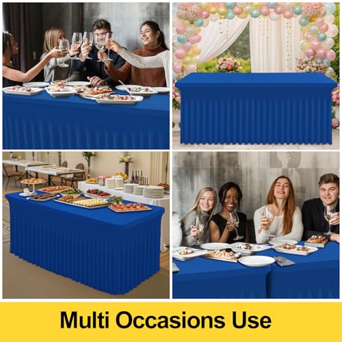 Smiry Spandex Tablecloth, Elastic Fitted Stretch Tablecloth for 6FT Rectangle Tables, Waterproof Washable Table Cover Skirt for Outdoor, Wedding, Banquet & Parties (Blue, 72Lx30Wx30H Inch) by Smiry - Image 5
