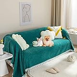 Couch Cover for Dogs Cats Pets Chenille Sofa Cover for 3 Cushion Couch 71'' X118'',Non Slip Anti Sag