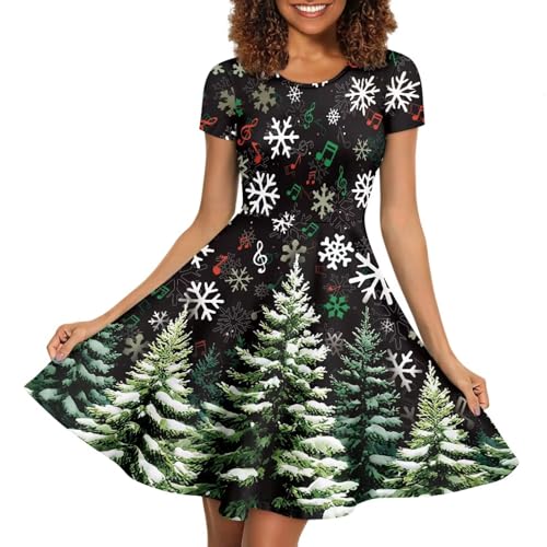 Image of AFPANQZ Womens Casual Summer Lightweight Vintage Dress Short Sleeve Midi Dress Knee-Long Luxury Formal Dress